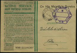 GROSSBRITANNIEN 1948 (12.2.) 2K: FIELD POST OFFICE/899 = Brit. Feldpost Nordrhein-Westf. + Viol. Achteck: MIL. GOV. LAND - 2. Weltkrieg