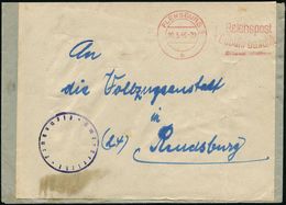 FLENSBURG 3/ B/ Reichspost/ Gebühr Bezahlt 1946 (20.5.) Maschinen-PFS Sonderform (Text Rechts) + Aptierter 1K-HdN: Amts- - Andere & Zonder Classificatie