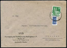 MÜNCHEN/ 15/ M 1949 (27.1.) Aptierter 1K-HWSt = "HAUPTSTADT DER BEWEGUNG" Entfernt (Bo.73 Apt.) Auf Vordr.-Bf.: V V N ,  - Other & Unclassified