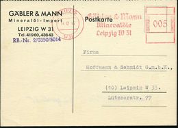 LEIPZIG/ W31/ Gäbler & Mann/ Mineralöle 1945 (14.12.) Seltener, Aptierter AFS "Francotyp" = Hakenkreuz U. Inschrift Entf - Otros & Sin Clasificación