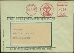 (19b) THALE (HARZ)1/ EISEN-U.HÜTTENWERKE THALE/ STAATL.AG. MARTEN 1953 (11.3.) Seltener AFS (Monogr.-Logo: "T") Kyrillis - Andere & Zonder Classificatie