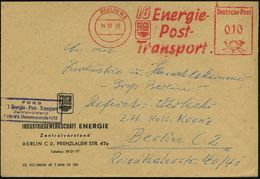 BERLIN W8/ IG Energie-/ Post-/ Transport/ FDGB 1958 (14.10.) AFS (FDGB-Logo: 2 Hände) Motivgl. Vordr.-Bf.+ Viol.Ra.4: FD - Andere & Zonder Classificatie