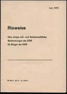 D.D.R. 1976 Faltblatt Zoll- U. Devisenrechtl. Bestimmungen Der DDR (Format A6)+ Erklärung über Zahlungsmittel (gr. Riß G - Andere & Zonder Classificatie