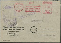 LEIPZIG/ C 1/ Versicherungsanstalt/ Des Landes Sachsen.. 1950 (25.4.) AFS + Viol. Propaganda-HdN: BERLIN/ ..BEREITET DAS - Andere & Zonder Classificatie