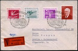 LUDWIGSLUST/ 15 JAHRE WGB KAMPF FÜR EINHEIT U.FRIEDEN 1960 (1.9.) SSt (2 Globen) 2x Klar DDR-Sport-Frankatur (Mi.708/09, - Altri & Non Classificati