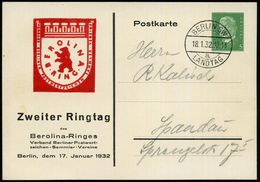BERLIN SW/ A/  L A N D T A G 1932 (18.1.) 1K-Steg = Hauspostamt Berliner Abgeordnetenhaus Auf PP 5 Pf. Hindenbg., Grün:  - Autres & Non Classés