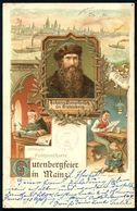 MAINZ/ * 1 D 1900 (27.4.) 1K-Gitter Auf Color-Litho-Jubil.-Ak.: 500-JÄHRIGE GUTENBERG-FEIER MAINZ (4 Ansichten Inkl. Gut - Zonder Classificatie