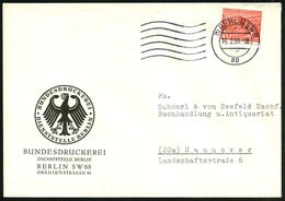 (1) BERLIN SW11/ Ap 1953 (15.2.) MaWellenSt Auf EF 20 Pf. Auf Dienst-Bf.: BUNDESDRUCKEREI/ DIENSTSTELLE BERLIN = Herstel - Sin Clasificación