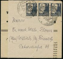 ARNSTADT/ DIE STADT DER/ LEDERHANDSCHUHE 1948 (16.11.) HWSt (Lederhandschuhe) Auf 3er-Streifen 2 Pf. K. Kollwitz (Mi.212 - Zonder Classificatie