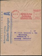 KÖLN 7/ Kölnische/ Zeitung/ Politik-Wirtschaft-Kultur 1938 (28.8.) AFS 015 Pf. Klar Auf Dekorativem Ausl.-Zeituns-SB: St - Zonder Classificatie