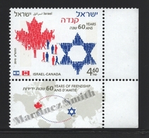 Israel 2010  Yv. 2018, 60 Years Of Friendship With Canada – Tab - MNH - Nuovi (con Tab)