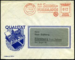 DRESDEN A5/ A.-G./ Vorm.SEIDEL &/ NAUMANN/ SN 1938 (7.12.) AFS (Monogr.) Auf Reklame-Bf.: Erika Jdeal/ DIE BEIDEN BERÜHM - Non Classificati
