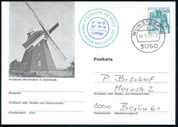 3050 WUNSTORF 2/ B 1978 (14.8.) 1K Auf PP 40 Pf. Burgen, Grün: Holländer-Windmühle In Steinhude + Zweifarbiger HdN:  STE - Altri & Non Classificati