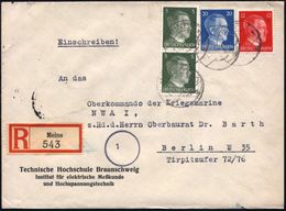 MEINE 1944 (1.11.) 1K-Steg A. Vordr.-Bf.: TH Braunschweig/Institut Elektr. Meßkunde U.Hochspannungstechnik , 3-Farben-Fr - Electricidad