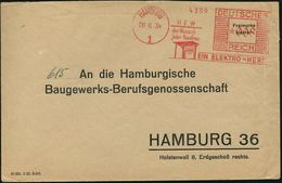 HAMBURG/ HEW/ Der Wunsch/ Jeder Hausfrau/ EIN ELKTRO-HERD 1934 (28.6.) AFS = Elektroherd , Klar Gest. Firmen-Orts-Bf. (D - Electricité