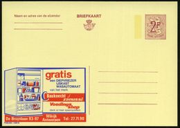 BELGIEN 1969 2 F. Reklame-P, Weinrot: Bauknecht Af/zanussi../sparsysteem = Energiespar-Kühlschrank (mit Eier, Obst, Gemü - Elektriciteit