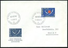 SCHWEIZ 1958 (1.9.) SSt: GENEVE/2e. SALON INTERNATIONAL/ L'ATOME POUR LA PAIX (= UNO-Atom-Konferenz Für Den Frieden)  EF - Andere & Zonder Classificatie