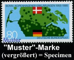 B.R.D. 1985 (Febr.) 80 Pf. "Bonn-Kopenhagener Erklärung 1955 - 1985" Mit Amtl. Handstempel  "M U S T E R" , Postfr. + Am - Other & Unclassified