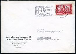 SAARLAND 1955 (28.2.) Seltener MWSt: SAARBRÜCKEN 2/ WELTMEISTERSCHAFT/ IM QUERFELDEIN.. = Rad-Rennfahrer (u. Wappen) Kla - Andere (Aarde)