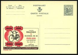 BELGIEN 1957 1,50 F. Reklame-P Ziffer, Grau: RALEIGH RUDGE.. = Holland-Rad (vor Globus) Ungebr., (Mi.P 301 II / 1539) -  - Autres (Terre)