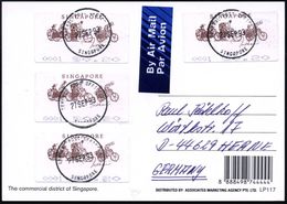 SINGAPUR 1993 (22.9.) ATM 20 C. Fahrrad-Rikschas, Reine MeF: 4 Stück , Einzeln Klar Gest. Übersee-Flp.-Ak.  (Mi.ATM 5) - - Andere (Aarde)