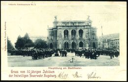 AUGSBURG 2 Bhf 1899 (Jul.) 1K Auf PP 5 Pf. Wappen, Grün: 50 Jähr.Jubiläum Der Freiwilligen Feuerwehr (Hauptübung Am Stad - Bombero