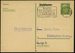 KARLSRUHE (BADEN)/ *2c/ Besuchet/ Den 21.Deutschen/ Feuerwehrtag../ 5.-8.August 1932 (4.7.) MWSt Klar Auf Inl.-Karte (Bo - Feuerwehr
