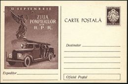 RUMÄNIEN 1956 30 B. Sonder-P, Braun: 13. SEPT. /ZIUA/POMPIERILOR.. = Tag Der Feuerwehr = Feuerwehr-Kfz. (u. Engel Mit Po - Pompieri