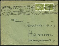 MANNHEIM 2/ U/ RHEIN-NECKAR-HALLEN/ ..REICHS-/ WANDER-AUSST./ DEUTSCHER/ LUFTSCHUTZ-VERBAND 1933 (5.5.) Seltener BdMWSt  - Pompieri