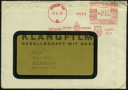 BERLIN SW/ 11/ TELEFUNKEN-/ PLATTE/ TELEFUNKEN/ KLANG-/ FILM 1935 (3.6.) AFS (2 Logi) + Inhalt: Briefbogen "Klangfilm" , - Film