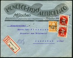 MUENCHEN 2 B.S. 1920 (9.8.) 2K Auf Bayern-Abschied + Bayer. RZ: München 2 B S , Dekorat. Firmen-Bf.: MONOPOL-FILMS ALTHO - Film