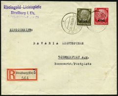ELSASS 1940 (30.11.) 2K: STRASSBURG (ELS) 3/b Auf 12 Pf. U. 30 Pf. Hindenburg "Elsaß" + Provis. RZ: Straßburg (Els) 1, H - Cinéma