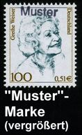 B.R.D. 2000 (Nov.) 100 Pf. Grethe Weiser Mit Amtl. Handstempel  "M U S T E R" = Film-, Bühnen-Schauspielerin, Kabarettis - Film