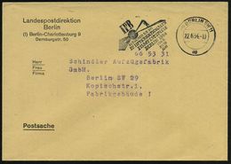 (1) BERLIN SW 11/ Ag/ IFB/ ..IV.INTERNAT./ FILMFESTSPIELE.. 1954 MWSt = Flaggen Als Projektion (u. Globus) Klar Gest. Po - Kino
