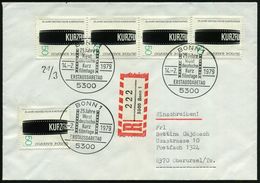 B.R.D. 1979 (14.2.) 50 Pf. "25 Jahre Westdt. Kurzfilmtage", Reine MeF: 5 Stück (Filmband) + Motiv-ähnl. ET-SSt. (BONN 1) - Kino