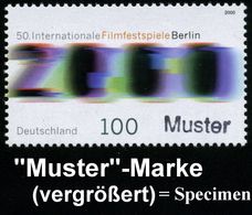 B.R.D. 2000 (Feb.) 100 Pf. "50 Jahre Internat. Filmfest Berlin" Mit Amtl. Handstempel  "M U S T E R" , Postfr. + Amtl. A - Kino