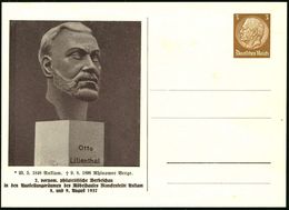 Anklam 1937 (Aug.) PP 3 Pf. Hindenbg., Braun: Otto Lilienthal (Büste Mit Inschrift) = 2. Vorpom., Philat. Werbeschau Ank - Autres (Air)