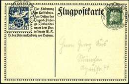 MÜNCHEN/ FLUGPOST 1912 (10.10.) Zier-SSt Auf Sonder-P 25 Pf. + 5 Pf. Luipold "BAEC" (Hochzeits-Flugapparat, Postillon U. - Andere (Lucht)