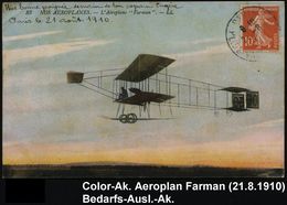 FRANKREICH 1910 (16.8.) S/w.-Foto-Ak.: Le Lieutenant Féquant Sur Appareil H. Farman (Pilot Auf Farman Militär-Doppeldeck - Sonstige (Luft)