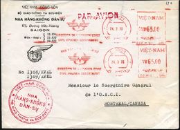 VIETNAM (SÜD) 1973 (24.3.) AFS.: SAIGON/..DIRECTION DE L'AVIATION CIVILE/ CIVIL AVIATION DEPARTMENT (Logo) 2 Ab-drucke + - Other (Air)