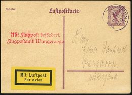 BREMEN/ FLUGPLATZ 1927 (15.6.) Viol. 1K-Segm. (Mi.A 8-01 B, + 15.-EUR) Auf LP 15 Pf. Adler, Erstflug: Bremen - Wangeroog - Otros (Aire)