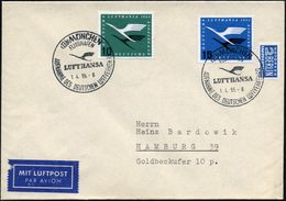 (13b) MÜNCHEN/ FLUGHAFEN/ LUFTHANSA/ AUFNAHME DES DEUTSCHEN LUFTVERKEHRS 1955 (1.4.) SSt Auf 10 Pf. U. 15 Pf. DLH (Mi.20 - Otros (Aire)