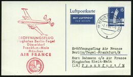 (1) BERLIN FLUGHAFEN TEGEL/  A 1960 (2.1.) 1K-Steg Auf PP 15 Pf. Luftbrücken-Denkmal + Roter HdN: ERÖFFNUNGSFLUG/ Flugha - Otros (Aire)