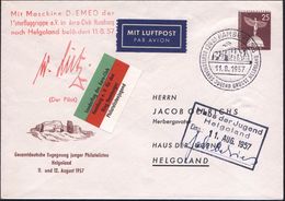 (24a) HAMBURG 36/ DEUTSCHLANDS JUGEND GRÜSST HELGOLAND 1957 (11.8.) SSt = Insel Helgland Auf Moitivgl. PU 25 Pf. Ikarus: - Autres (Air)