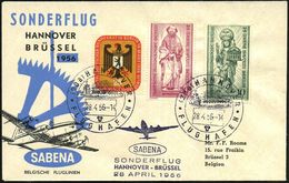 (20a) HANNOVER/ FLUGHAFEN 1956 (28.4.) HWSt (Terminal) 2x + Viol. HdN: SABENA/ SONDERFLUG/HANNOVER - BRÜSSEL (AS) = Int. - Andere (Lucht)