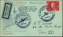 SCHWEDEN 1928 (22.8.) Erstflug-Sonder-Kt.: STOCKHOLM - LONDON , 2x Flp.-SSt: LUFTPOSTEXP. Nr.1/TREDJE TUREN (= Junkers F - Autres (Air)