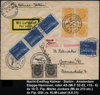SCHWEDEN 1931 (4.6.) Experimental-Nachtflug, SSt.: NATTFLYGNING STOCKHOLM - AMSTERDAM/* TUR 4 * , 5x Klar Auf 4 X Flp. 1 - Altri (Aria)