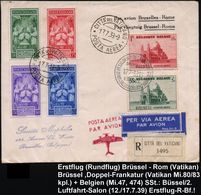 VATIKAN /  BELGIEN 1939 (12.7./17.7.) Sonderflug Luftfahrtsalon Brüssel - Vatikan - Brüssel (AS) , MiF Belgien (Mi.472,  - Altri (Aria)