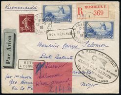 FRANKREICH 1938 (22.2.) Erstflug: Algier - Bamako (Niger), Zuleitung Von Marseille, Frankatur 2 F. Windmühle Etc., Roter - Andere (Lucht)