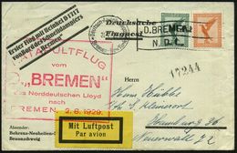 DEUTSCHES REICH 1929 (31.7.) Bordpost-Ma.BPA: Deutsch-Amerik. Seepost/Bremen - New York/D. BREMEN/N. D. L. (Fahne Rechts - Andere (Lucht)